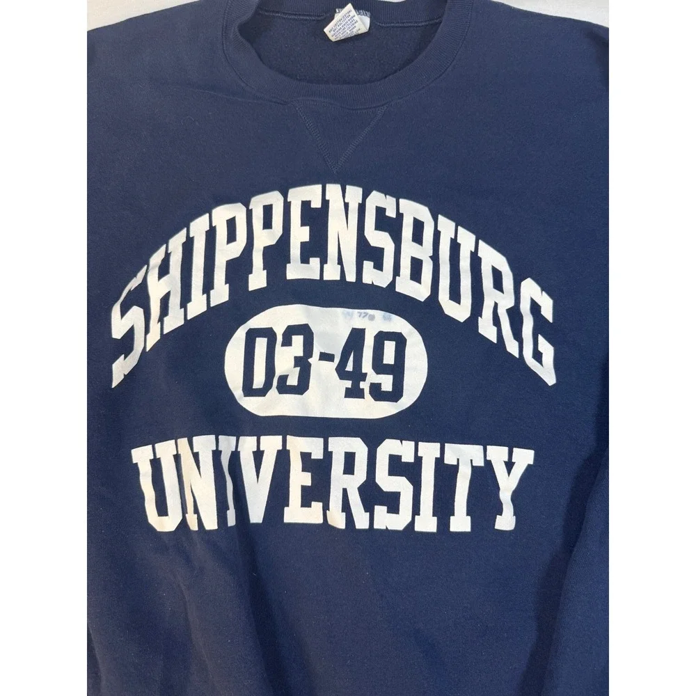Vintage Russell Athletic Shippensburg University Sweatshirt Navy Blue XXXL FLAW - Picture 2 of 10